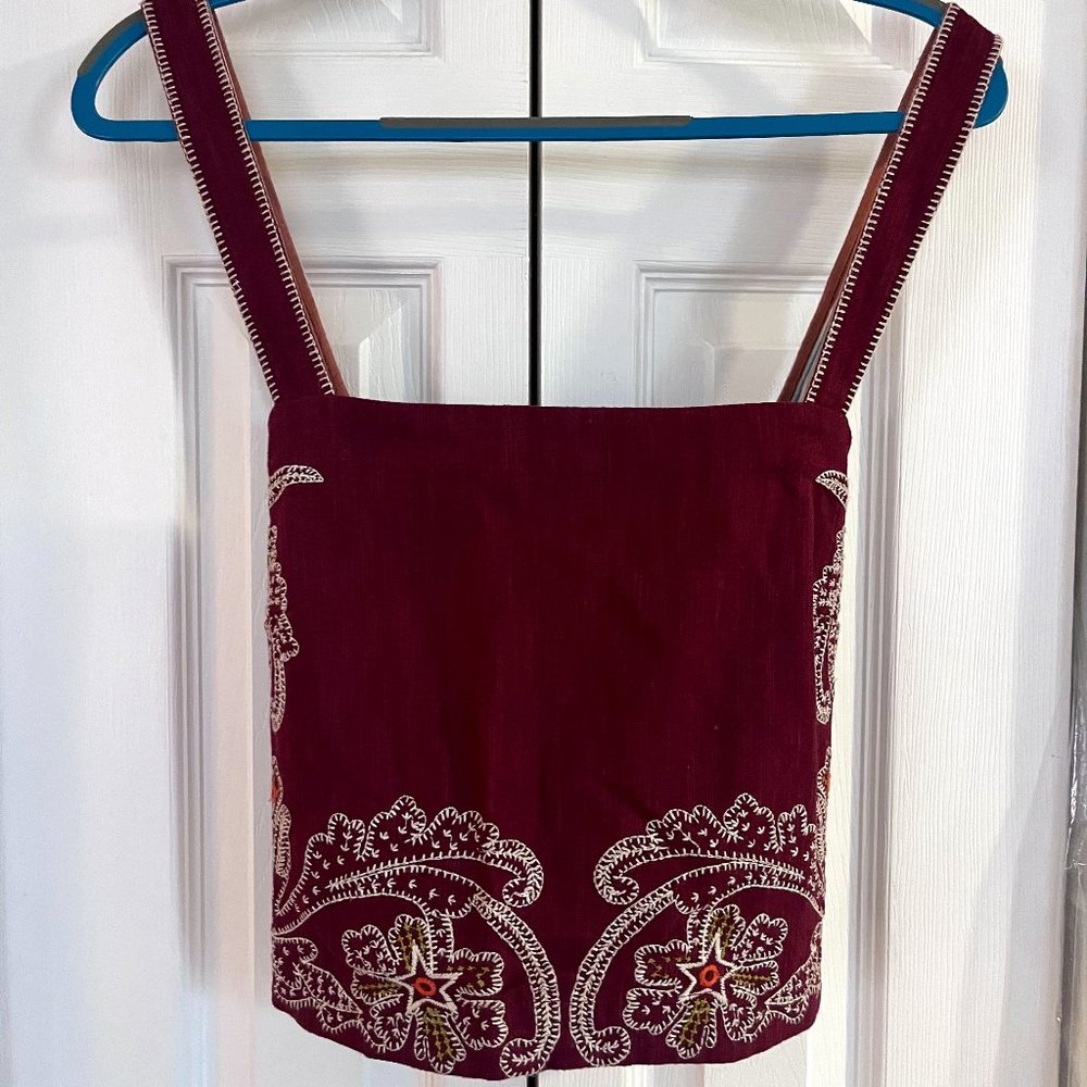 Anthropologie Embroidered Apron Tank